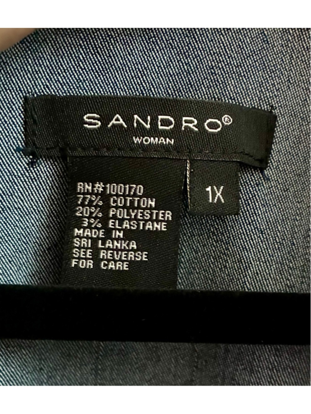 Sandro Woman Blue Denim Trench Coat Button Front Epaulets Plus Size 1X - Picture 2 of 11